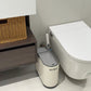 Smart White Sensor Trash Can with Built-In Toilet Brush – Touchless & Clean Bathroom Solution
