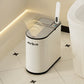 Smart White Sensor Trash Can with Built-In Toilet Brush – Touchless & Clean Bathroom Solution