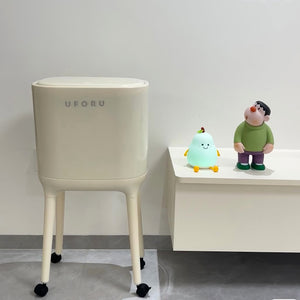 Beige High End Tall Stand Stylish Trash Can – Stylish Bin for Living Room & Kitchen