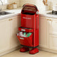 Red Retro Robot Kitchen Sorting Trash Can with Built-In Storage Drawer