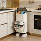 White Retro Robot Kitchen Sorting Trash Can with Built-In Storage Drawer