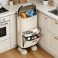 White Retro Robot Kitchen Sorting Trash Can with Built-In Storage Drawer