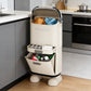 White Retro Robot Kitchen Sorting Trash Can with Built-In Storage Drawer