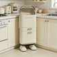 White Retro Robot Kitchen Sorting Trash Can with Built-In Storage Drawer