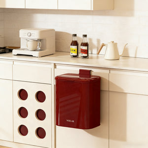 Wall-Mounted Kitchen Trash Can – No Bending Needed – Red