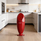 Red Water-Drop Small Waist Shaped Trash Can – Tall Stand, No-Bend Design