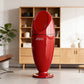Red Water-Drop Small Waist Shaped Trash Can – Tall Stand, No-Bend Design