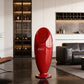 Red Water-Drop Small Waist Shaped Trash Can – Tall Stand, No-Bend Design