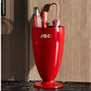 Red Water-Drop Small Waist Shaped Trash Can – Tall Stand, No-Bend Design