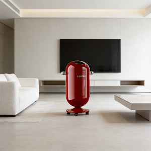 Compact & Stylish Design 20L Trash Can With Wheels - Red