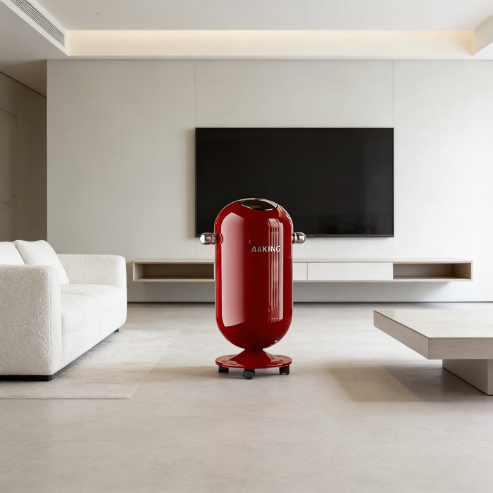 Compact & Stylish Design 20L Trash Can With Wheels - Red