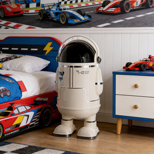 Spaceman Style Off-White Astronaut  Trash Can – Fun Space-Themed Decor for Your Home