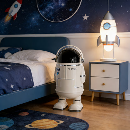 Spaceman Style Off-White Astronaut  Trash Can – Fun Space-Themed Decor for Your Home