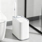 2-in-1 Bathroom Trash Can with Toilet Brush – Slim Waste Bin with 6 Disposable Brush Heads