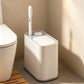 2-in-1 Bathroom Trash Can with Toilet Brush – Slim Waste Bin with 6 Disposable Brush Heads