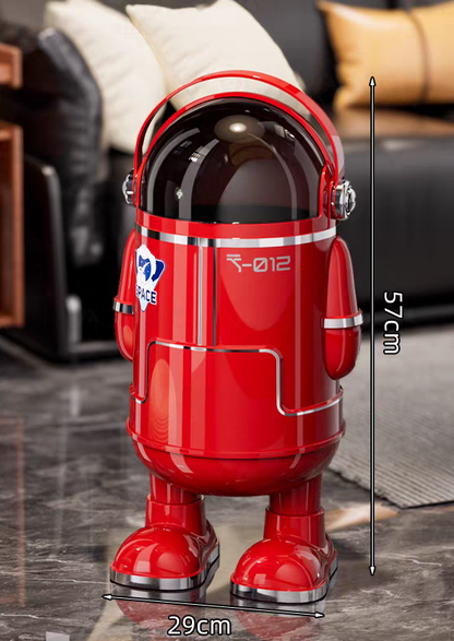 Spaceman Style Red Astronaut Trash Can – Fun Space-Themed Decor for Your Home