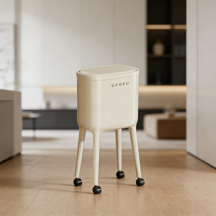Beige High End Tall Stand Stylish Trash Can – Stylish Bin for Living Room & Kitchen
