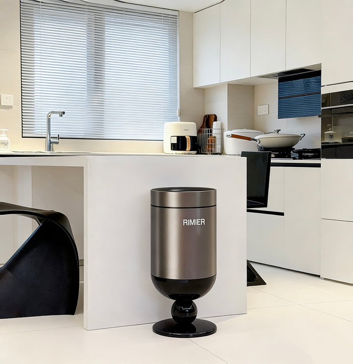 Premium Stainless Steel High-End Modern Tall Garbage Bin Trash Can – Silver Wine Glass Shape Trash Can for Home Interiors
