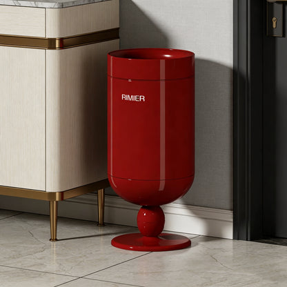 Premium Stainless Steel High-End Modern Tall Garbage Bin Trash Can – Red Wine Glass Shape Trash Can for Home Interiors
