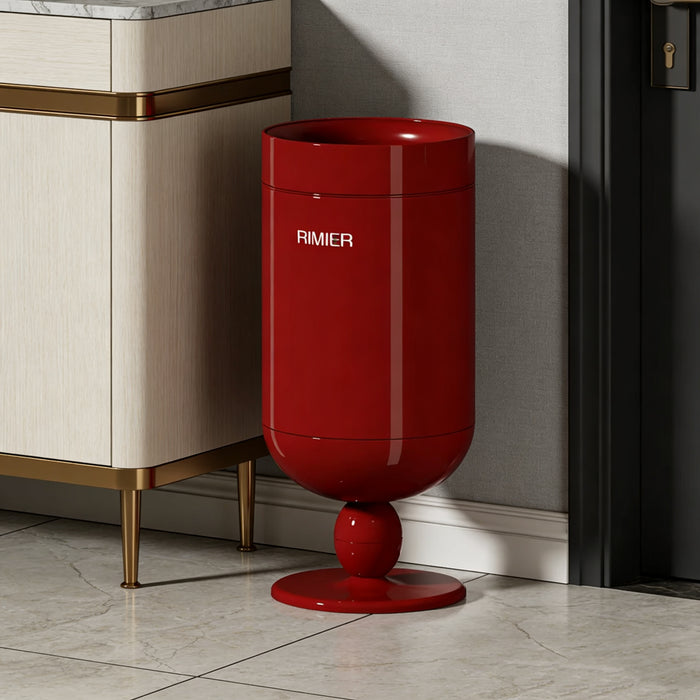 Premium Stainless Steel High-End Modern Tall Garbage Bin Trash Can – Red Wine Glass Shape Trash Can for Home Interiors