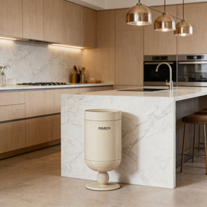 Premium Stainless Steel High-End Modern Tall Garbage Bin Trash Can – White Wine Glass Shape Trash Can for Home Interiors