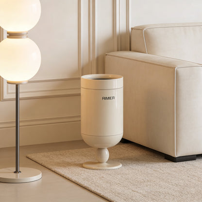 Premium Stainless Steel High-End Modern Tall Garbage Bin Trash Can – White Wine Glass Shape Trash Can for Home Interiors