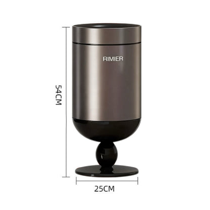 Premium Stainless Steel High-End Modern Tall Garbage Bin Trash Can – Silver Wine Glass Shape Trash Can for Home Interiors