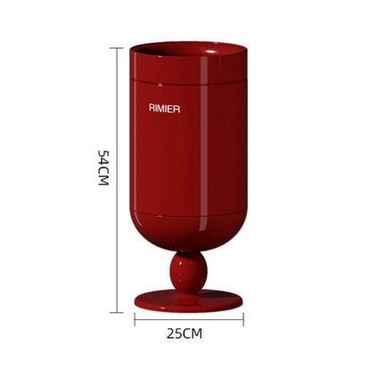Premium Stainless Steel High-End Modern Tall Garbage Bin Trash Can – Red Wine Glass Shape Trash Can for Home Interiors