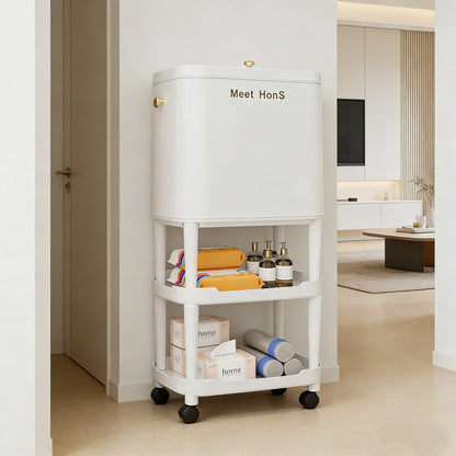 30L Elevated Trash Can with Double Storage Shelves