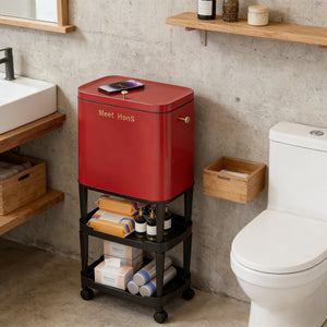 Tall Covered Trash Can – Hands-Free Kitchen & Bathroom Garbage Bin with Storage Rack