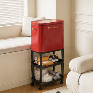 Tall Covered Trash Can – Hands-Free Kitchen & Bathroom Garbage Bin with Storage Rack