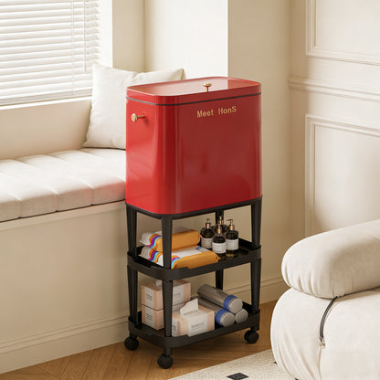 Tall Covered Trash Can – Hands-Free Kitchen & Bathroom Garbage Bin with Storage Rack