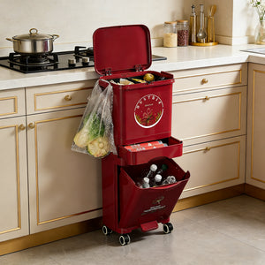 Kitchen Trash Can with Lid, Large Capacity Wet and Dry Separation Garbage Bin for Home