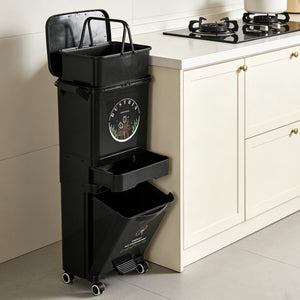 Large Capacity Kitchen Waste Bin with Lid – Wet & Dry Sorting Trash Can