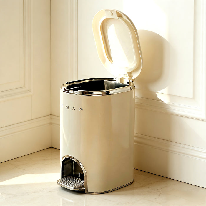 Luxury Carbon Steel Dual-Open Pedal Trash Can – Large Capacity for Living Room & Bathroom