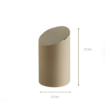 Luxury Cream Slanted White Trash Can – Large-Capacity Covered Bin for Home Use