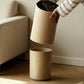 Luxury Cream Slanted White Trash Can – Large-Capacity Covered Bin for Home Use