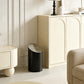 Modern Cream Slanted Black Trash Can – Spacious Covered Bin for Living Room, Bathroom & Bedroom