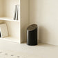 Modern Cream Slanted Black Trash Can – Spacious Covered Bin for Living Room, Bathroom & Bedroom