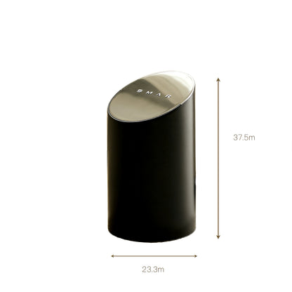 Modern Cream Slanted Black Trash Can – Spacious Covered Bin for Living Room, Bathroom & Bedroom