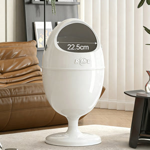 Art-Inspired Ergonomic Home Dinosaur Egg Style Trash Can – White 22L Spacious Silent Bin for Living Spaces