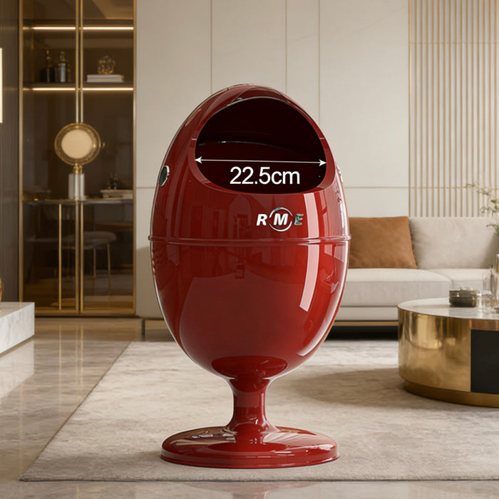 Art-Inspired Ergonomic Home Dinosaur Egg Style Trash Can – Red 22L Spacious Silent Bin for Living Spaces