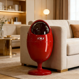 Art-Inspired Ergonomic Home Dinosaur Egg Style Trash Can – Red 22L Spacious Silent Bin for Living Spaces