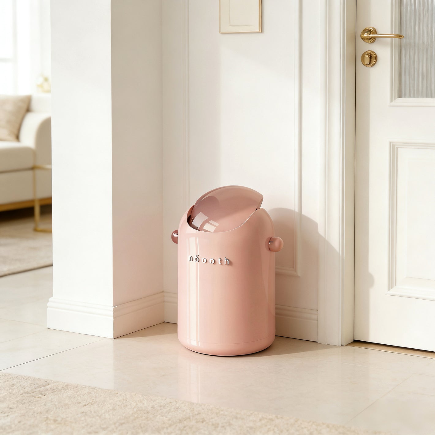 Creamy Stylish Style Flip-Top Trash Bin – Pink