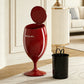 Luxury Red Wine Glass Style Goblet Trash Can – Large Capacity, Movable with Wheels
