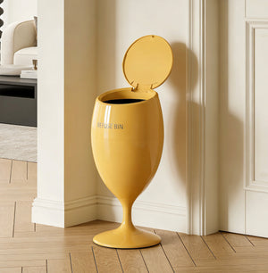 Creative Goblet-Style Trash Can – Tall No-Bend Design with Wheels