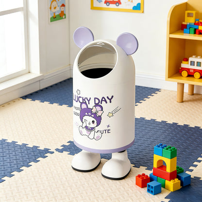 Modern Cartoon Flip Lid Trash Can – Stylish Large Capacity Bin for Children’s Room
