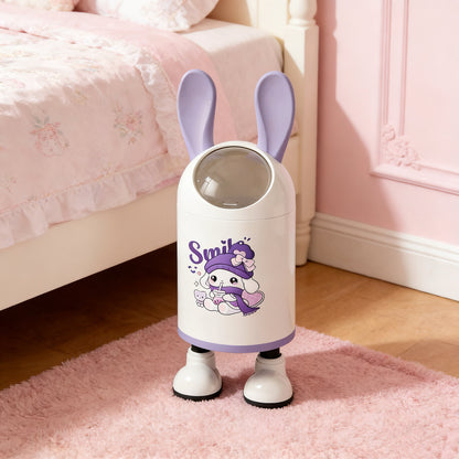 Luxury Cartoon Flip-Lid Trash Can – Large Capacity Kids Bedroom Bin