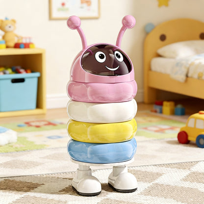 Cute Caterpillar Trash Can with Lid – Creative Large Capacity Home Bin