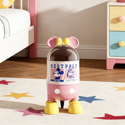 Cartoon Style Trash Can with Lid – Large Capacity Bin for Living Room & Kids Bedroom